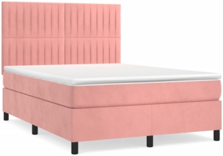 vidaXL Boxspringbett mit Matratze Rosa 140x200 cm Samt 3143150