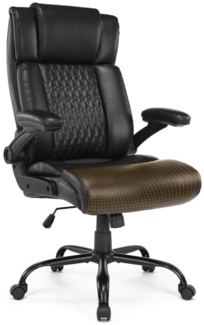 SeedWave Bürostuhl Ergonomischer Chefsessel Bürostuhl 150 kg Breite Sitzfläche, PU-Leder, mit Liegefunktion und Klapparmlehnen,Schreibtischsessel für Homeoffice