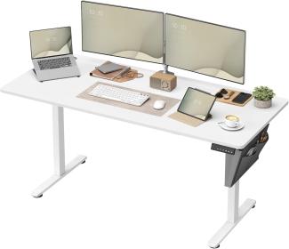 Songmics Höhenverstellbarer Schreibtisch elektrisch, 70x160 x (72-120) cm, Verstellbarer Tisch, Memory-Funktion für 4 Höhen, für Homeoffice, Arbeitszimmer, wolkenweiß