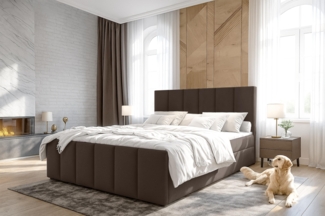 AX LIVING Levente Boxbett mit Bettkasten Boxspringbett 180x200 Braun