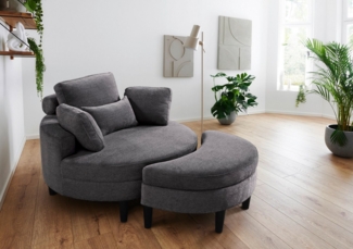 ATLANTIC home collection Loveseat Ravi, XXL- Sessel, inklusive Stauraumhocker, Rückenkissen & drei Zierkissen