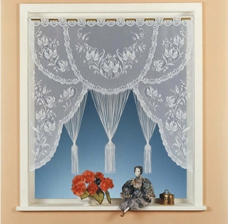 Weckbrodt Scheibengardine Konstanz-A, Stangendurchzug (1 St), halbtransparent, Jacquard, Fadengardine, Jacquard, floral, geblümt, Store