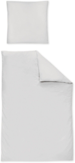 Irisette Mako-Satin uni Bettwäsche Set uni Paris 8000 grau 200x200 cm + 2 x Kissenbezug 80x80 cm