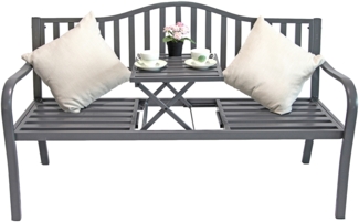 2in1 Metall Gartenbank + Klapptisch Bank Parkbank Sitzbank Tisch Terrasse Möbel