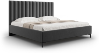Micadoni Polsterbett Allison Strukturierter Stoff Dunkelgrau 180x200