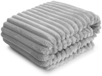 Wohndecke SOFT Design91 Streifen Steppung Gestreifte Decke Gesteppte Sofadecke 200x220 cm silber