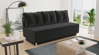 Schlafsofa Mico - Sofa mit Bettkasten, Couch mit Schlaffunktion, Bettfunktion, Bettsofa mit Bonell-Ferderkern, Velours (Schwarz (Kronos 07))