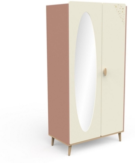 habeig Kinderkleiderschrank Kleiderschrank mit Spiegel, 187 x 95 x 52 cm Kinderzimmer Inklusive Ganzkörperspiegel