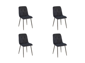 Esszimmerstuhl 4er Set Samt mit Metallgestell in Schwarz Polsterstuhl Modern Elegant, 45 x 87 x 41 cm