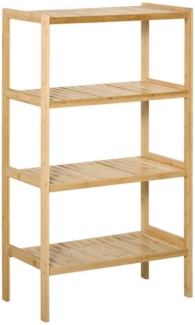 HOMCOM Standregal Bücherregal 4-stufiges Bambusregal Büroregal Lagerregal Aktenregal, für Bad Küche Wohnzimmer Schlafzimmer 1-tlg, Bambus Natur 62 x 33 x 112 cm