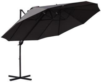 Outsunny Sonnenschirm Doppelsonnenschirm mit Kurbel Verstellbarer Sonnenschutz, LxB: 270x440 cm, Doppelschirm, Ampelschirm, Metall 440 x 270 x 250 cm