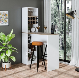 Roomart Bartisch DUBLIN (Bartisch für Küche, Wohnküche, Hobbyraum, Studentenwohnung), •Weiß • Eiche • Weiß-Eiche • Anthrazit-Eiche