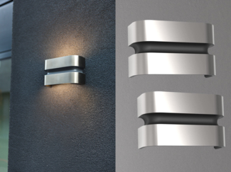LED Außenwandleuchten 2er SET Edelstahl, Up and Down Licht 18 x 11cm