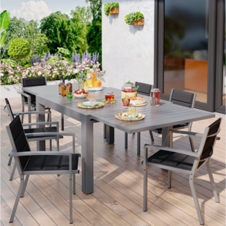 HOMALL Gartentisch Gartenanbautisch 80/160 cm,ausziehbarer Aluminiumtisch (ohne Stühle) (Mehrfach-Esstisch mit wetterfester und rostfreier Ausführung für Terrasse, Garten, Pool)