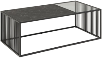 Couchtisch >Strington< in schwarz, Glas, MDF, Stahl - 120x40x60cm (BxHxT)