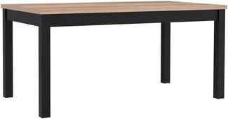 Forte Black Hill Esstisch 160, moderner Esstisch ausziehbar, Holzwerkstoff, Comano Pflaume Holzdekor/Schwarz, 160,4 cm breit x 76,6 cm hoch x 90 cm tief