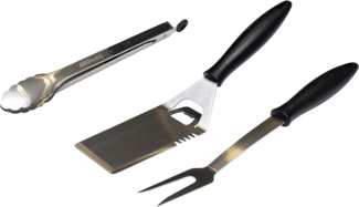 Grillbesteck – 3-teiliges Zubehörset bestehend aus Gabel, Zange und Pfannenwender