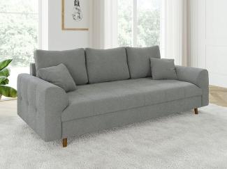 S-Style Möbel 3-Sitzer Sofa Leif mit Holzfüßen im skandinavischen Stil aus Boucle-Stoff, mit Wellenfederung