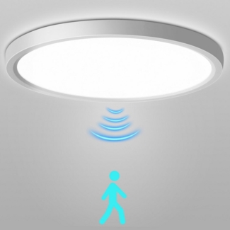 Oraymin LED Deckenleuchte Lampe Wohnzimmer Rund Flach Sensor Leuchte 4000K für Bad Schlafzimmer, 18W, LED fest integriert, Neutralweiß, für Schlafzimmer, Flur, Balkon,1620LM, Weiße runde Deckenlampe, IP20