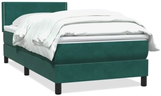 vidaXL Boxspringbett mit Matratze Dunkelgrün 80x210 cm Samt 3316092