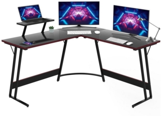 HOMALL Gamingtisch Computertisch 130 * 130cm LED Schreibtisch Gamer L-Eckschreibtisch (Gaming Tisch,Gamer Tisch mit Monitorständer, L-förmiger Schreibtisch,Geeignet für Bürotisch, Arbeitszimmer)