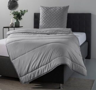 OTTO home Microfaserbettdecke + Microfaserkissen Clarra Spar Set, Decke + Kissen 135x200, 155x200 cm & weitere Größen, Set mit Kissen 40x80 cm, 80x80 cm, Sommer, Herbst, Winter in grau