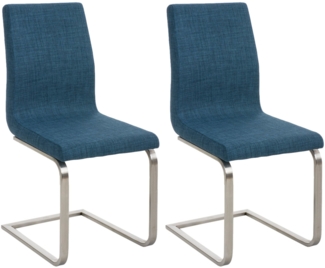 CLP 2er Set Esszimmerstühle Belfort mit Stoffbezug,blau