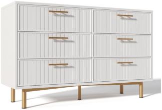 HAUSS SPLOE Sideboard Kommode mit 6 Schubladen für Schlafzimmer & alle Wohnräume, Weiß (Kommode mit 6 Schubladen), mit verstellbaren Regalen