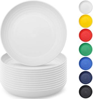 12-teilig Berglander Weiß Plastik Teller Set 23cm Speiseteller für Picknick