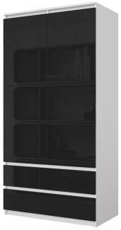 Furnica Kleiderschrank Joelle Weiß Matt, 2 Türen und 2 Schubladen H180cm B90cm T50cm