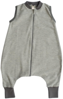 Lilano, Schlafsack mit Bein, geringelt, Merinowolle (kbT), Seide, 210 g/m² (Hellgrau/Natur, 86-92)