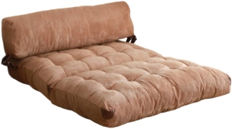 Dmora 2-Sitzer SchlafsofaSurigae, Verwandelbares Sofa, Lineare Stoffstruktur, Schlafsessel mit Stauraum, 120x75 h79 cm, Braun