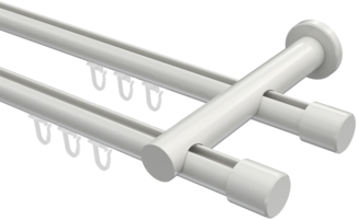 Innenlauf-Gardinenstangen-Set Platon Santo 100 cm, 2-läufig, 20 mm Ø Weiß