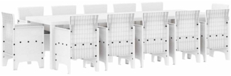 vidaXL Garten Essgruppe 13 pcs Weiß Synthetisches Rattan und Metall 3378625