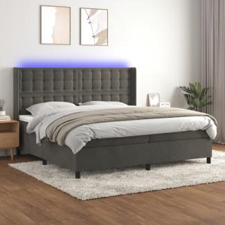 vidaXL Boxspringbett mit Matratze & LED Dunkelgrau 200x200 cm Samt, Härtegrad: H2 [3139824]