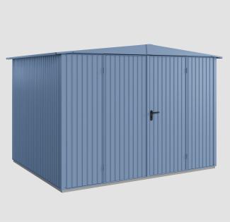 Hörmann Ecostar Metall-Gerätehaus Trend mit Satteldach Typ 3, 238 x 303 cm , taubenblau, 7,2 m²,2-flüglige Tür