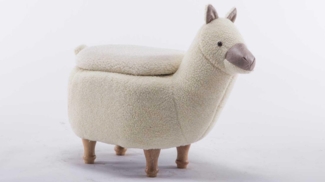 Kinderhocker 'Alpaka' mit Staufach, weiß