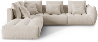 Micadoni Ecksofa Bloom 5-Sitzer Samt Ecru Links