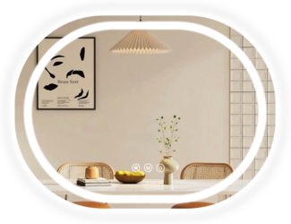 EMKE Spiegel Oval Badspiegel mit Beleuchtung Badezimmerspiegel, 80x60cm, Touch, 3 Lichtfarbe, Beschlagfrei