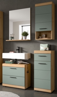 Badmöbel Set in Shawn grün und Eiche 4-teilig 112 cm