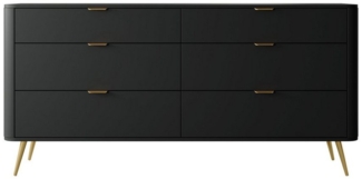 Selsey 'Oval' Kommode mit 6 Schubladen, schwarz, ca. 84 x 172 x 38 cm