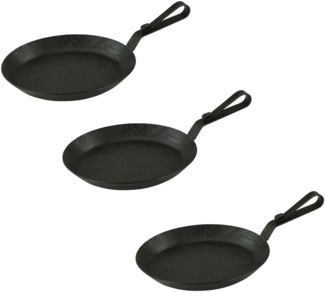 Servierpfanne aus Schmiedeeisen mit gebogenem Hakenstiel Ø 24 cm 3 Stück