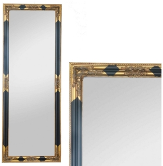 LebensWohnArt Wandspiegel Eleganter Barock Spiegel BESSA 160x60 cm schwarz-gold Holzrahmen