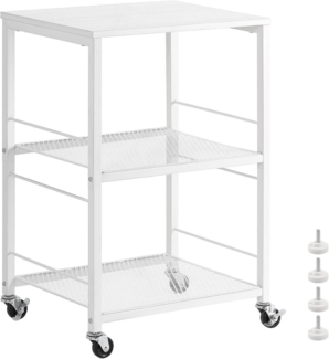 3-stöckiger Beistelltisch mit Rollen Weiß 40x30x57cm - Einfache Montage