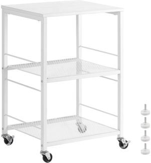 3-stöckiger Beistelltisch mit Rollen Weiß 40x30x57cm - Einfache Montage