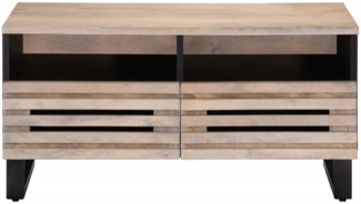 Couchtisch, Sofatisch 80 x 55 x 40 cm Raues Massivholz Mango