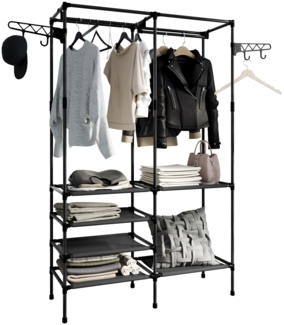Offener Kleiderschrank aus Eisen, Kleiderständer Fezzart (Farbe: Schwarz)