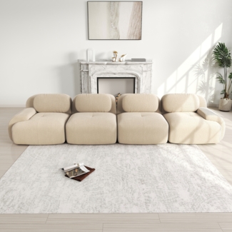 4-Sitzer-Sofa, Aus weichem Cordstoff 32D hochelastische Polsterung haustierfreundlich und ergonomisch vakuumverpackt frei kombinierbar ohne Montage für Schlafzimmer und Büro, Cordstoff, Beige