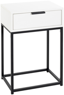 Nachtkonsole >52383< mit Schublade, schwarz, weiß - 40 x 60 x 28 cm (BxHxT)