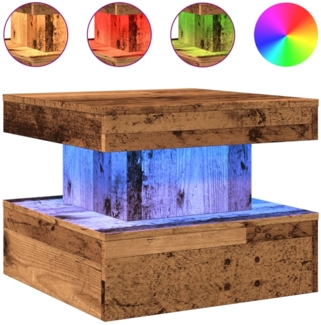 vidaXL Couchtisch mit LED-Leuchten Altholz-Optik 50x50x40 cm 857712